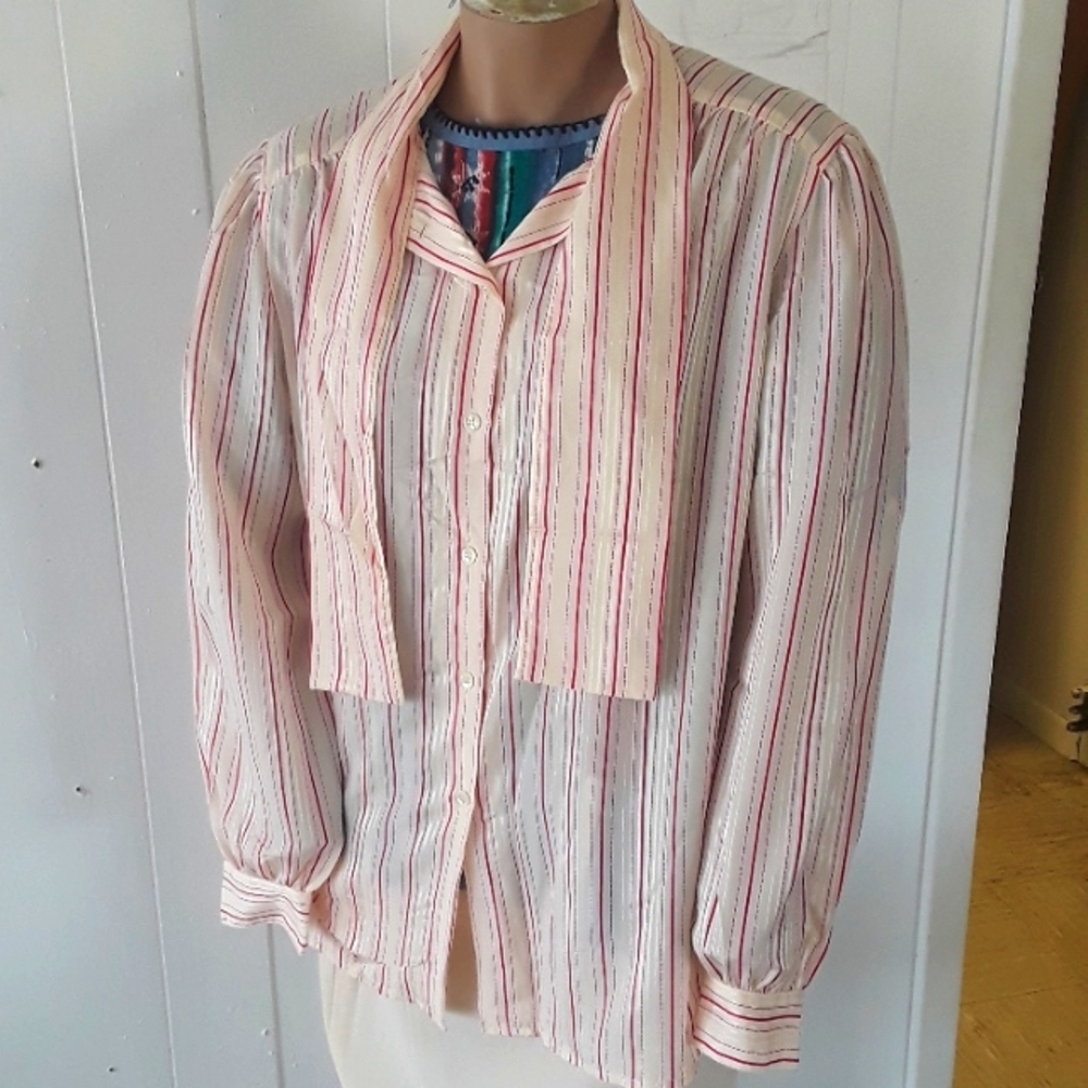 Personal II vintage pink and white button blouse size 36